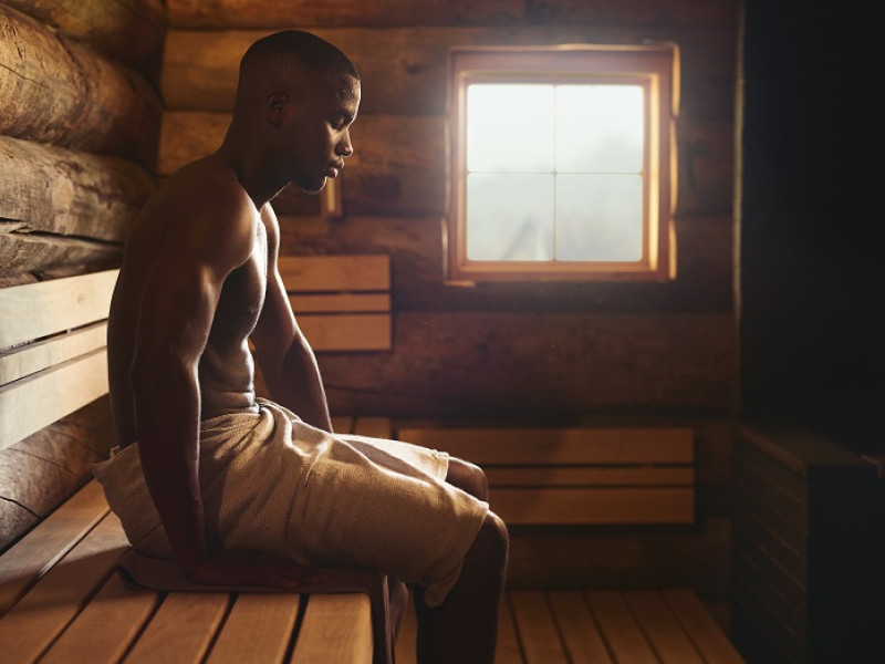 Man in sauna - effect sauna